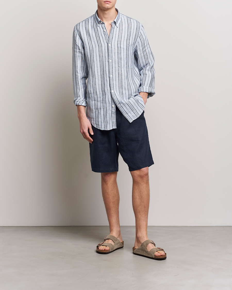Herre | Shorts | NN07 | Keith Drawstring Linen Shorts Navy