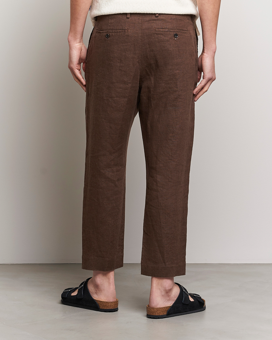 Herre | Bukser | NN07 | Bill Pleated Linen Trousers Brown