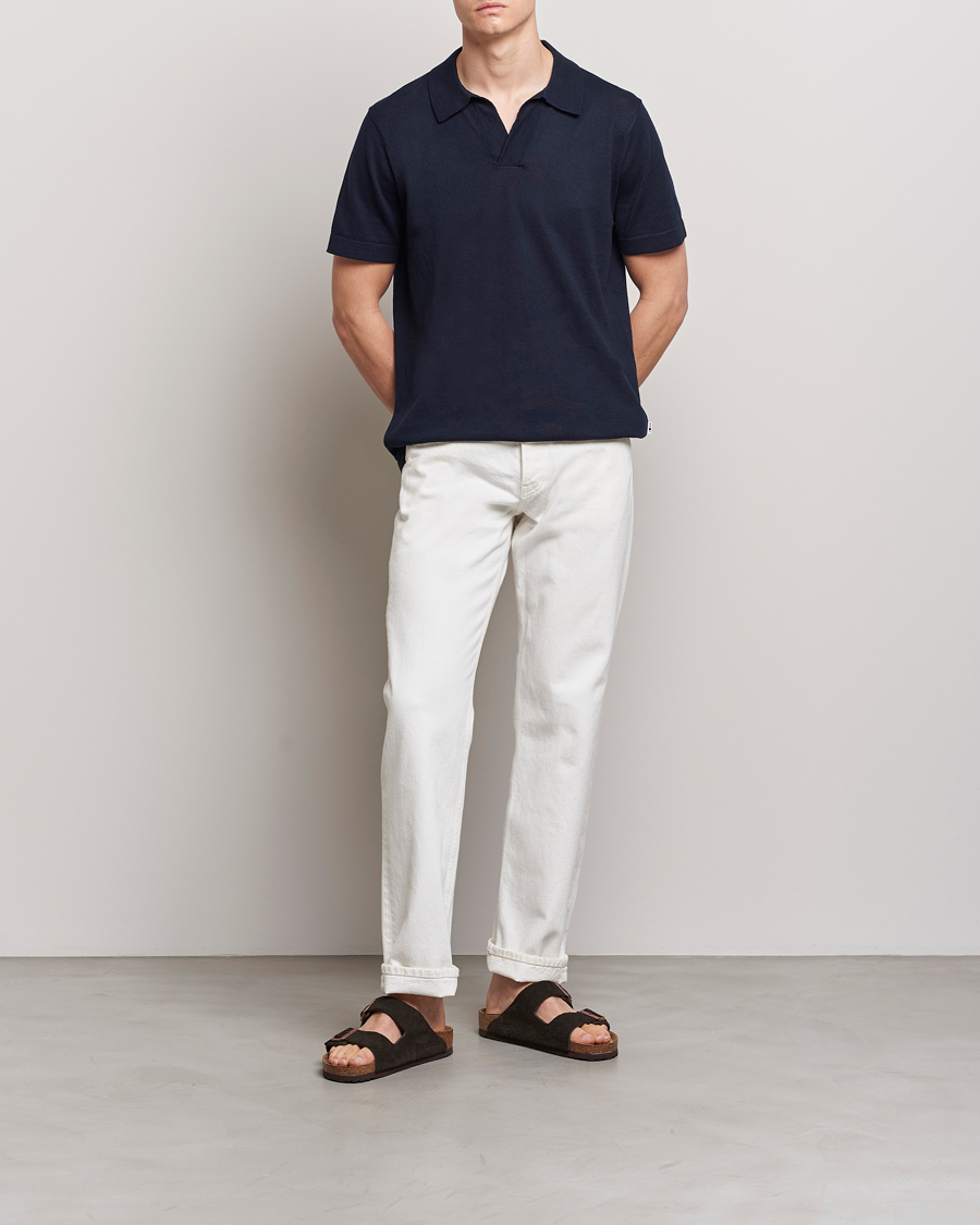 Herre | Pikéer | NN07 | Ryan Cotton/Linen Polo Navy Blue