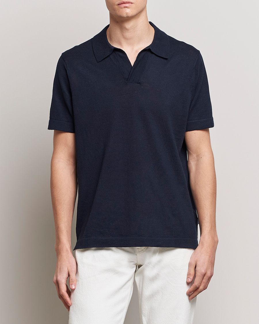 Herre | Klær | NN07 | Ryan Cotton/Linen Polo Navy Blue