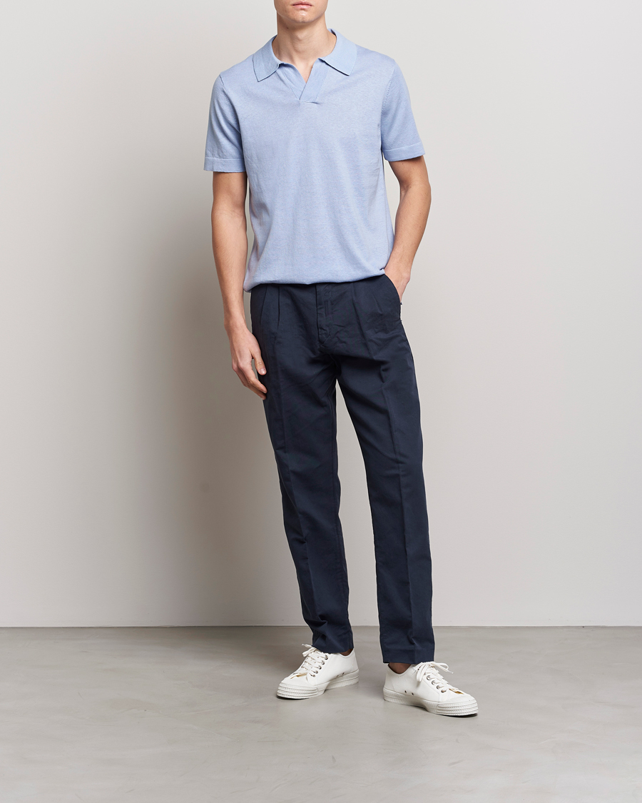 Herre | Pikéer | NN07 | Ryan Cotton/Linen Polo Brunnera Blue