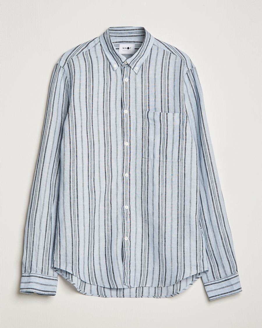 Herre | | NN07 | Arne Strinped Linen Shirt Blue