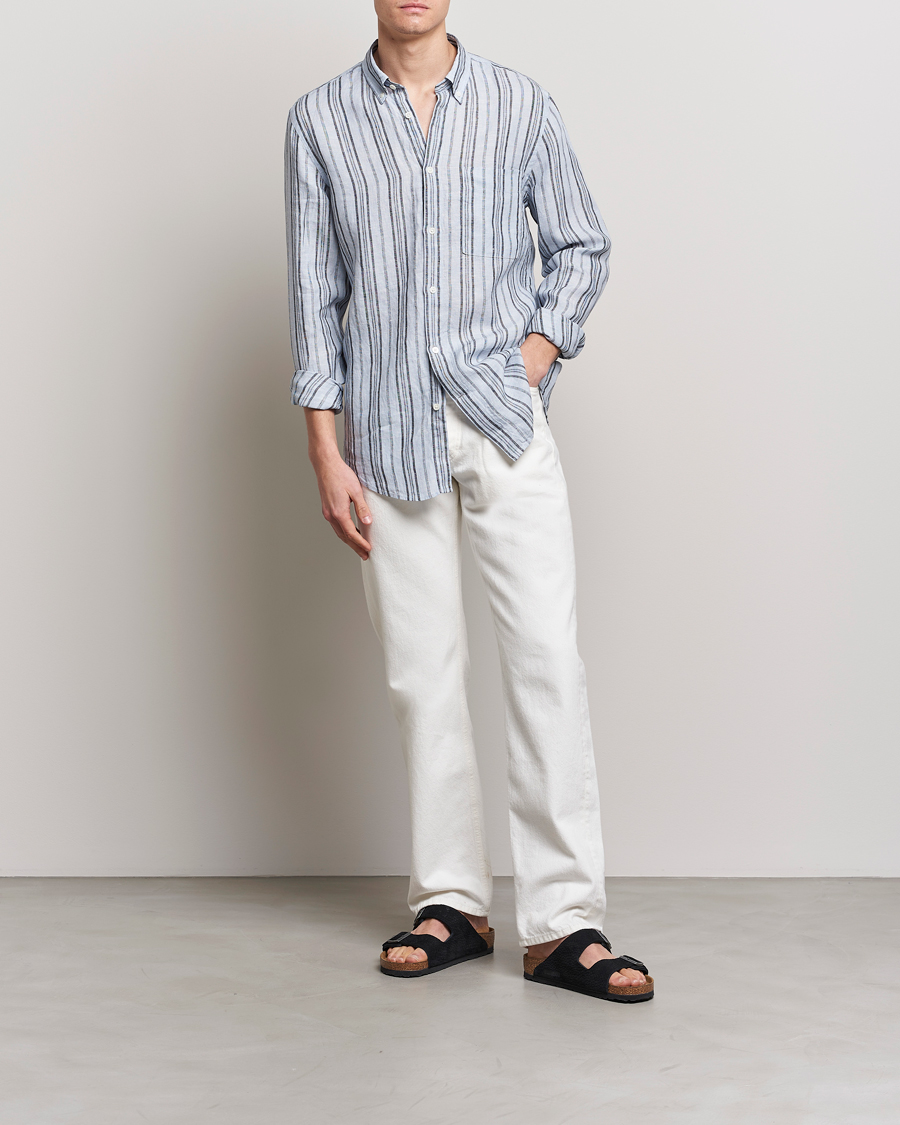 Herre | Skjorter | NN07 | Arne Strinped Linen Shirt Blue