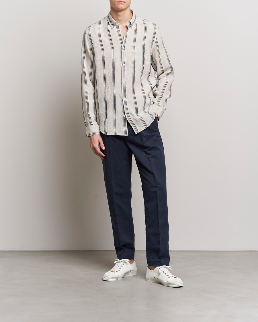 Herre | Skjorter | NN07 | Arne Strinped Linen Shirt Oat