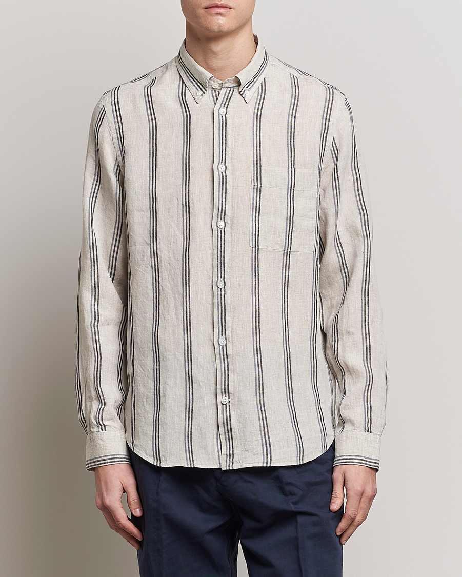 Herre | Skjorter | NN07 | Arne Strinped Linen Shirt Oat