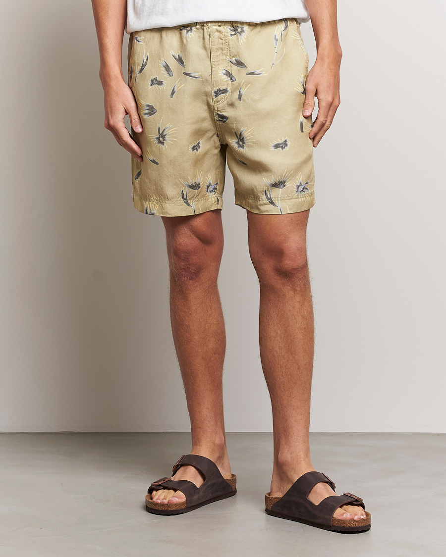 Herre | | NN07 | Warren Tencel/Linen Printed Shorts Pale Olive