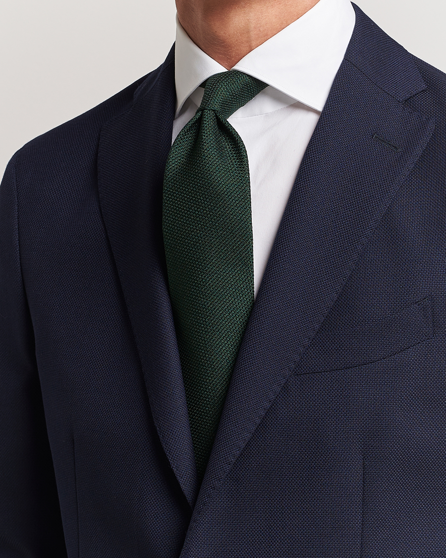 Herre | Italian Department | Finamore Napoli | Grenadine Silk Tie Forest Green