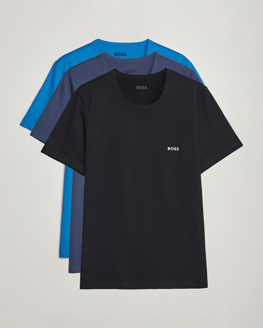 Herre | T-Shirts | BOSS BLACK | 3-Pack Crew Neck T-Shirt Navy/Blue/Black