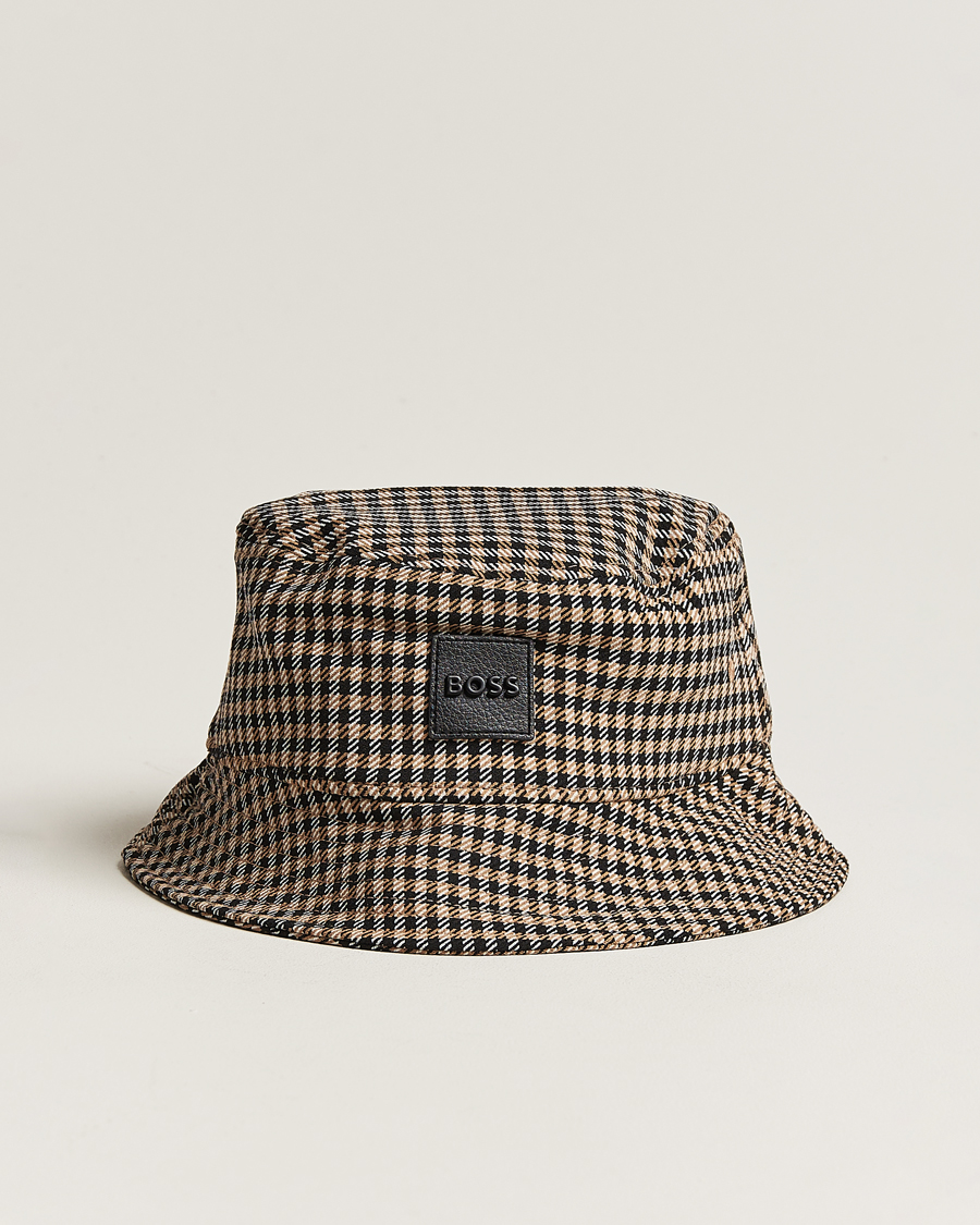 Herre | BOSS BLACK Saul Checked Bucket Hat Medium Beige | BOSS BLACK | Saul Checked Bucket Hat Medium Beige
