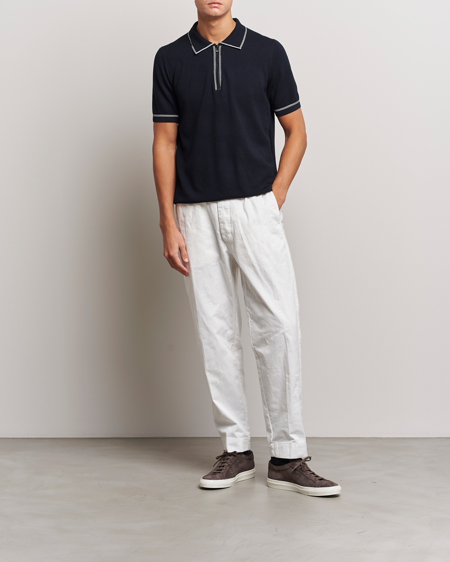 Herre | Pikéer | BOSS BLACK | Oleonardo Knitted Half Zip Polo Dark Blue