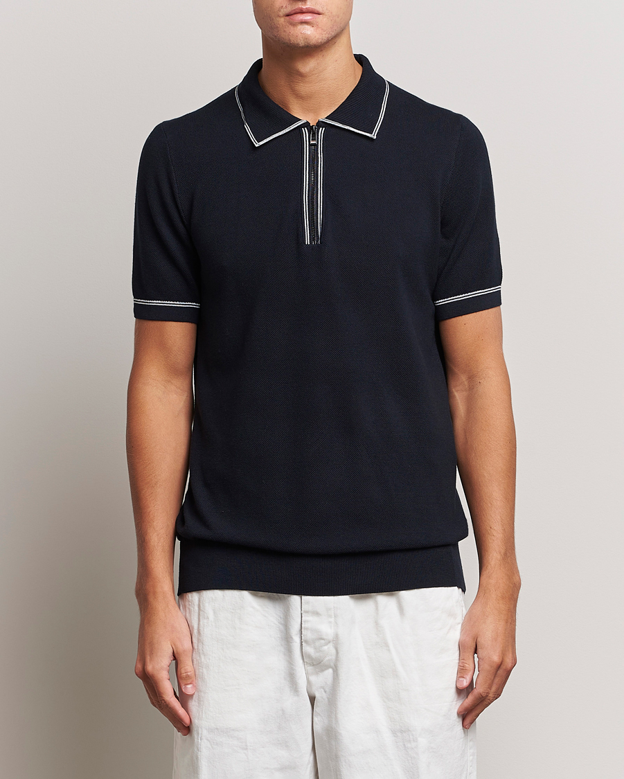 Herre |  | BOSS BLACK | Oleonardo Knitted Half Zip Polo Dark Blue