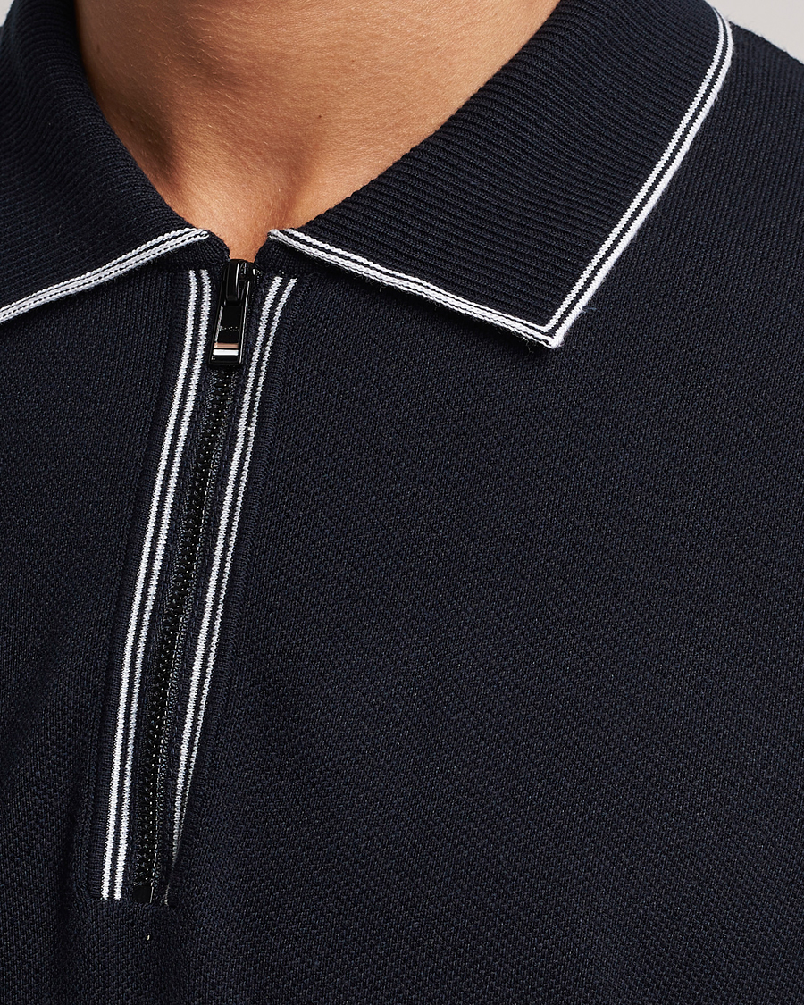 Herre | Pikéer | BOSS BLACK | Oleonardo Knitted Half Zip Polo Dark Blue
