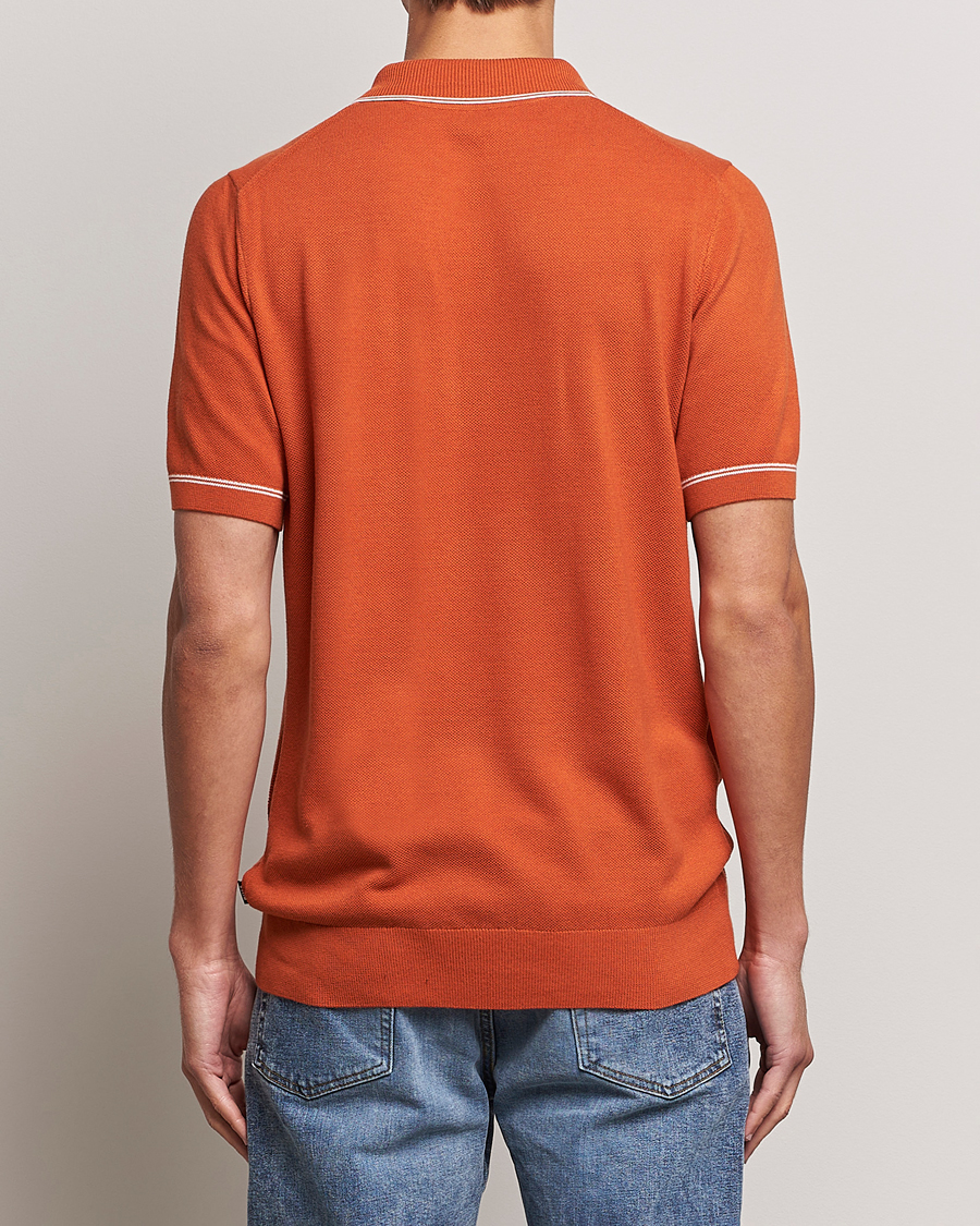 Herre | Pikéer | BOSS BLACK | Oleonardo Knitted Half Zip Polo Dark Orange