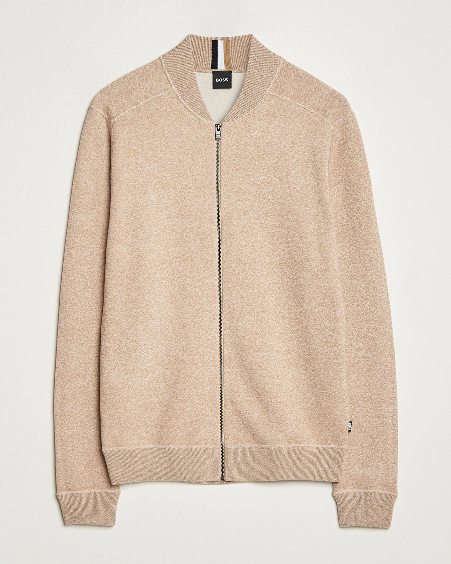 Herre | Gensere | BOSS BLACK | Onorto Full Zip Sweater Medium Beige