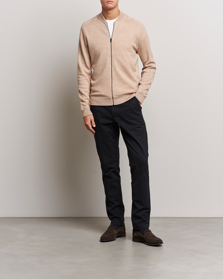 Herre | Gensere | BOSS BLACK | Onorto Full Zip Sweater Medium Beige