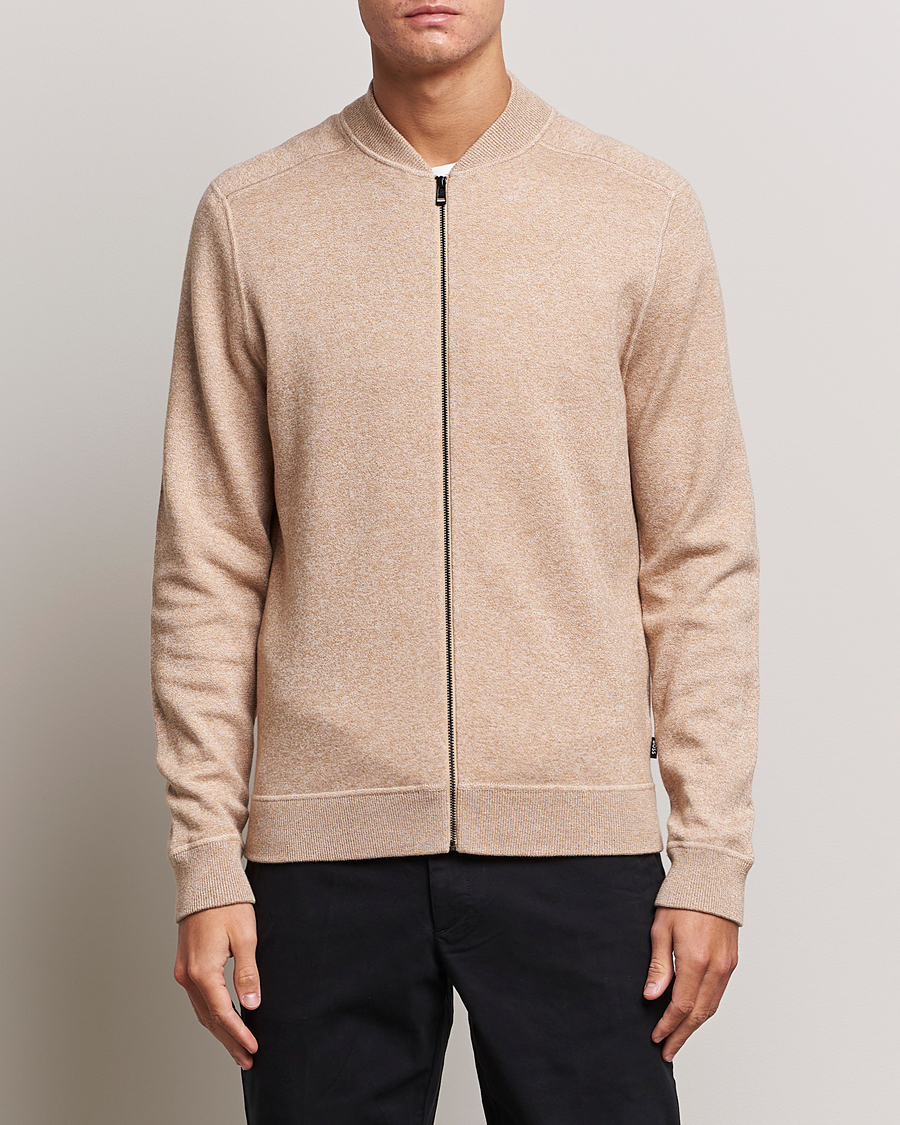 Herre | Gensere | BOSS BLACK | Onorto Full Zip Sweater Medium Beige