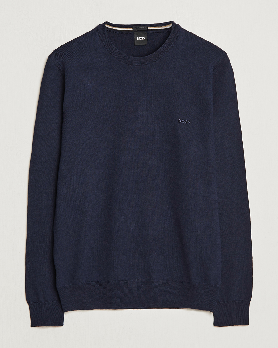 Herre | Gensere | BOSS BLACK | Botto Merino Knitted Pullover Dark Blue
