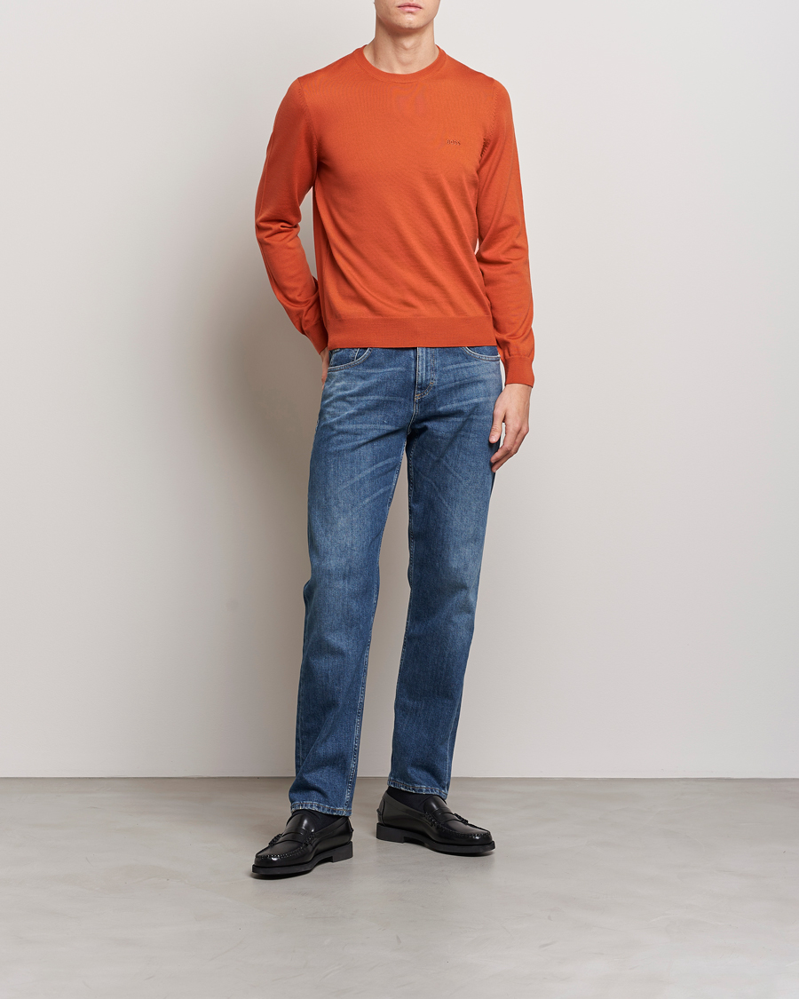 Herre | Gensere | BOSS BLACK | Botto Wool Knitted Crew Neck Sweater Dark Orange
