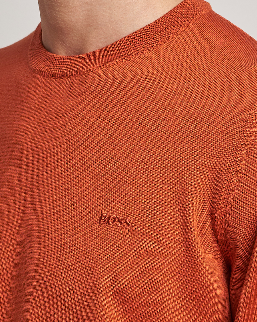 Herre | Gensere | BOSS BLACK | Botto Wool Knitted Crew Neck Sweater Dark Orange