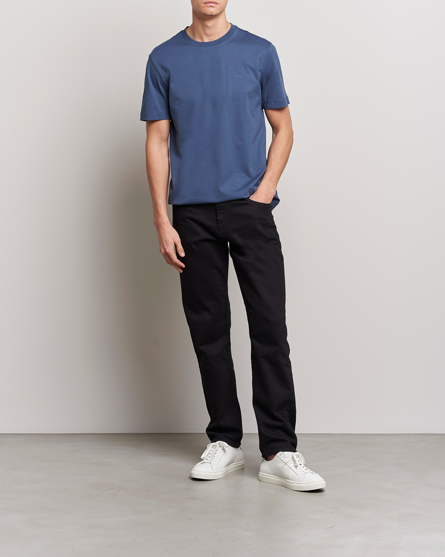Herre | T-Shirts | BOSS BLACK | Thompson Crew Neck T-Shirt Open Blue