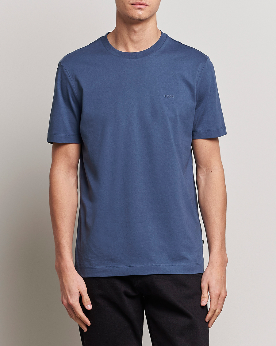 Herre | T-Shirts | BOSS BLACK | Thompson Crew Neck T-Shirt Open Blue