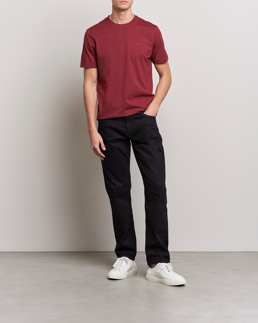 Herre | T-Shirts | BOSS BLACK | Thompson Crew Neck T-Shirt Dark Red