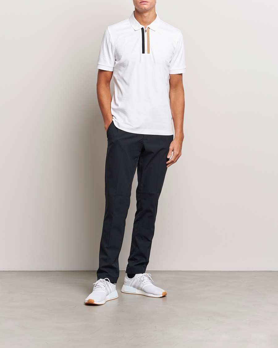 Herre | Pikéer | BOSS BLACK | Paras Half Zip Polo White