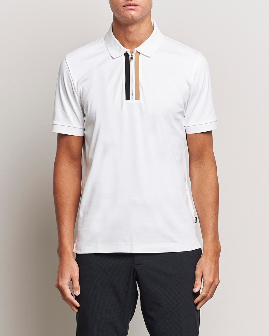 Herre | Pikéer | BOSS BLACK | Paras Half Zip Polo White