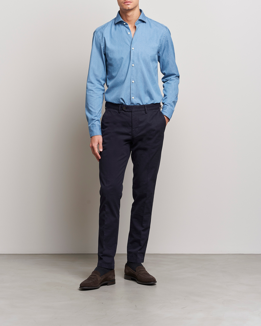 Herre | Skjorter | BOSS BLACK | Hal Denim Shirt Open Blue