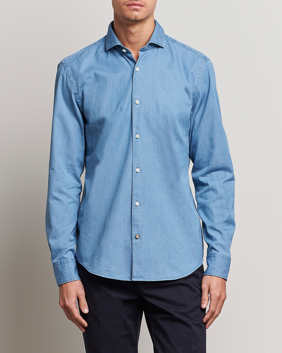 Herre | Jeansskjorter | BOSS BLACK | Hal Denim Shirt Open Blue