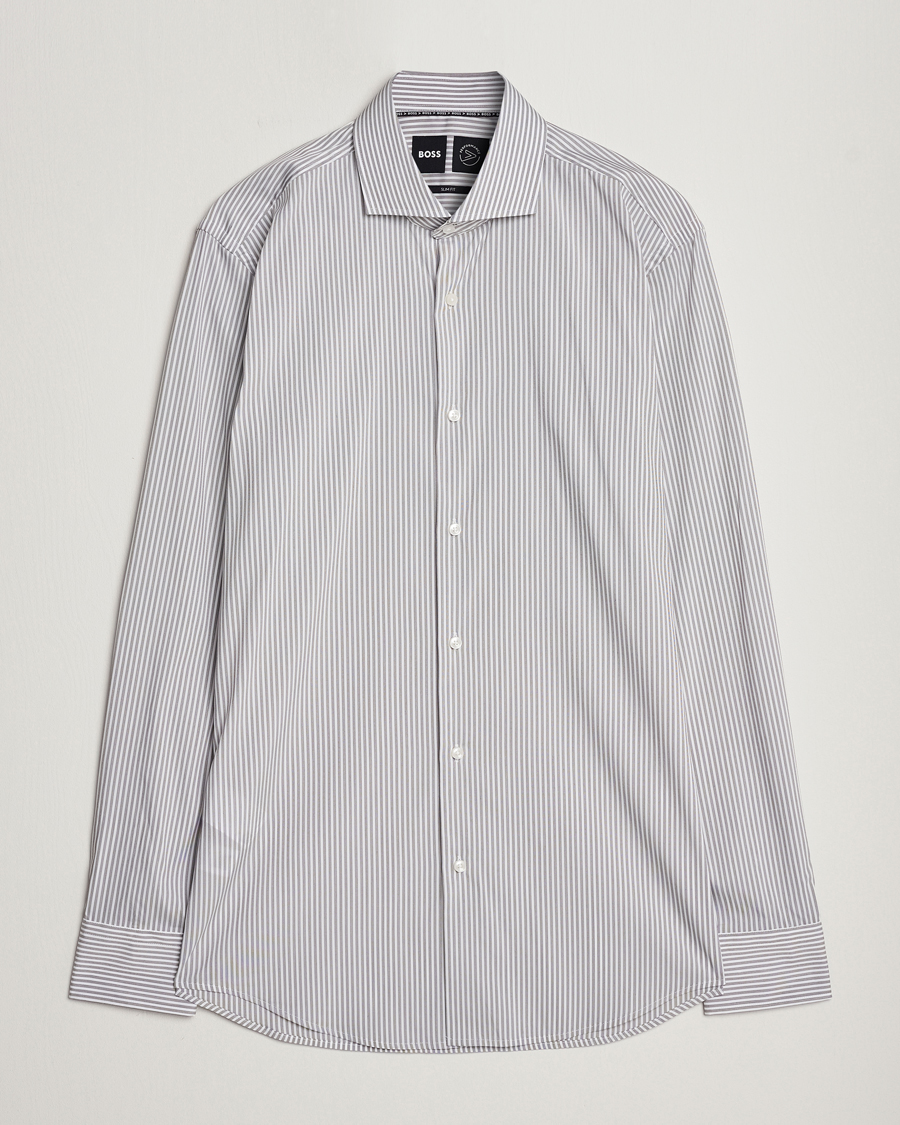 Herre | Skjorter | BOSS BLACK | Hank 4-Way Micro Check Stretch Shirt Open Green