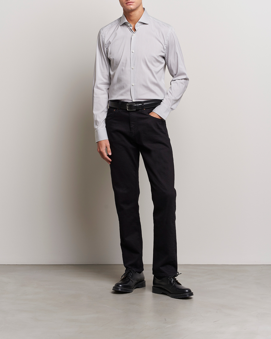 Herre | Skjorter | BOSS BLACK | Hank 4-Way Micro Check Stretch Shirt Open Green