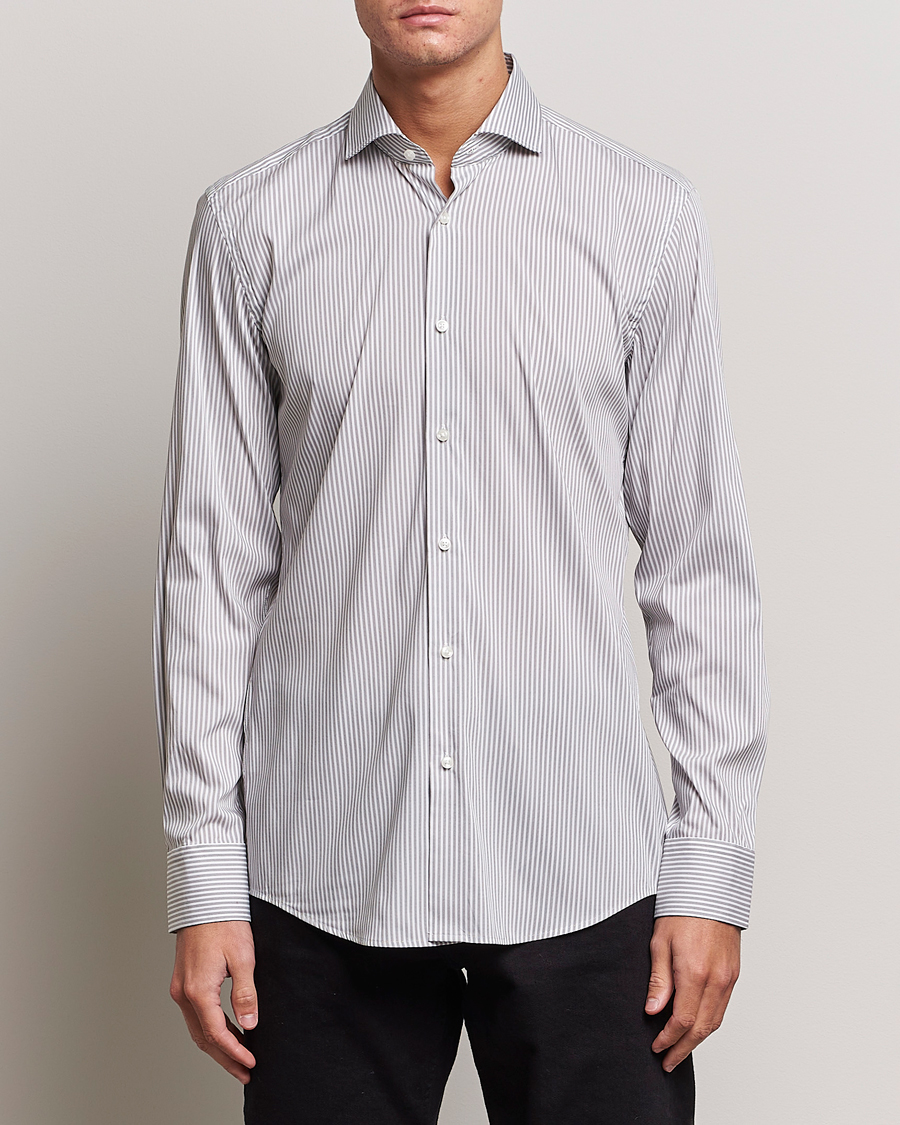 Herre | Skjorter | BOSS BLACK | Hank 4-Way Micro Check Stretch Shirt Open Green