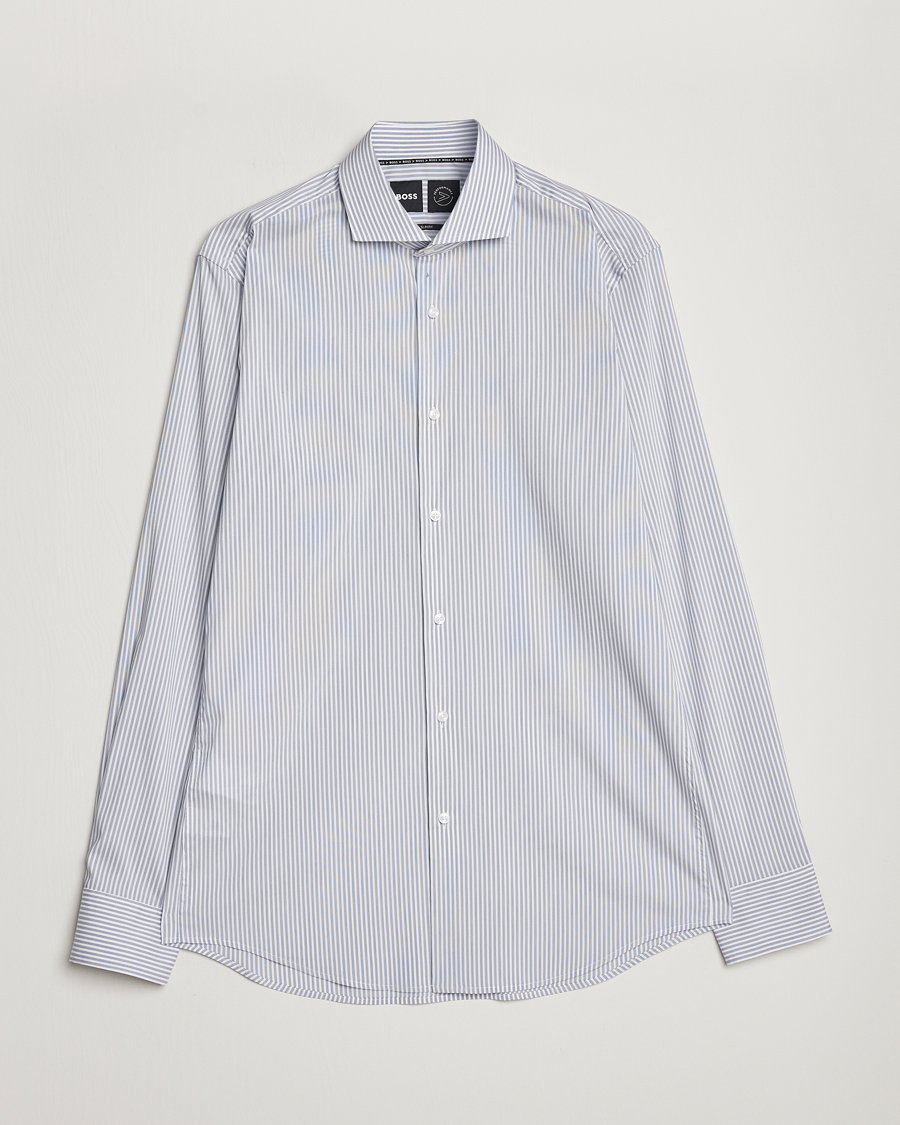 Herre | Klær | BOSS BLACK | Hank 4-Way Striped Stretch Shirt Open Blue