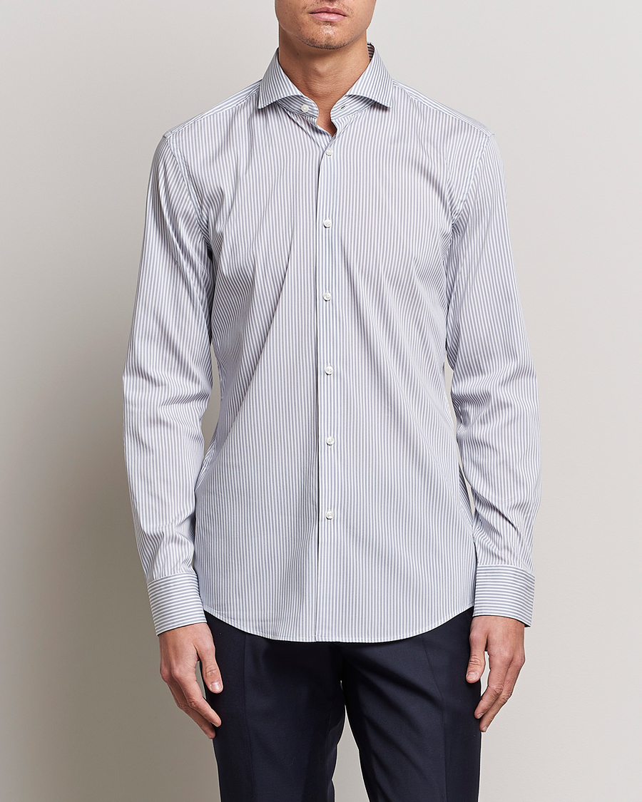 Herre | Skjorter | BOSS BLACK | Hank 4-Way Striped Stretch Shirt Open Blue