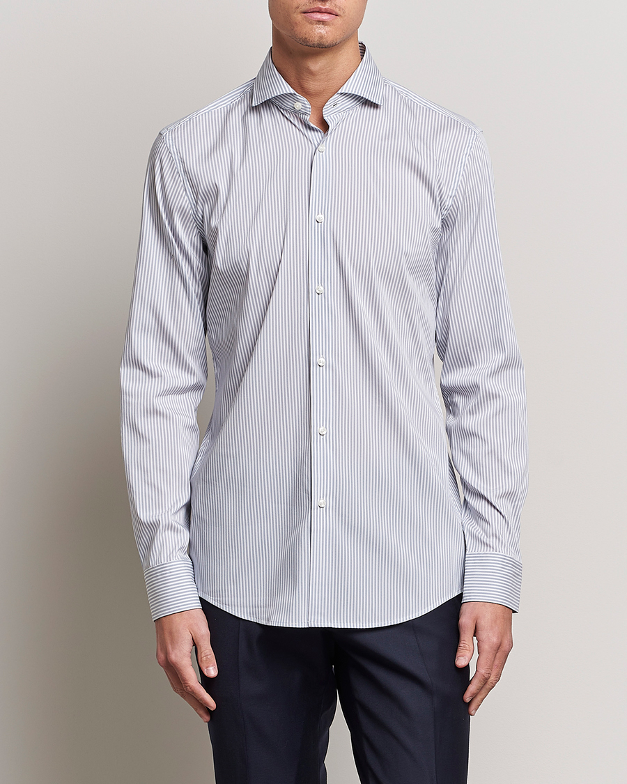 Herre | | BOSS BLACK | Hank 4-Way Striped Stretch Shirt Open Blue