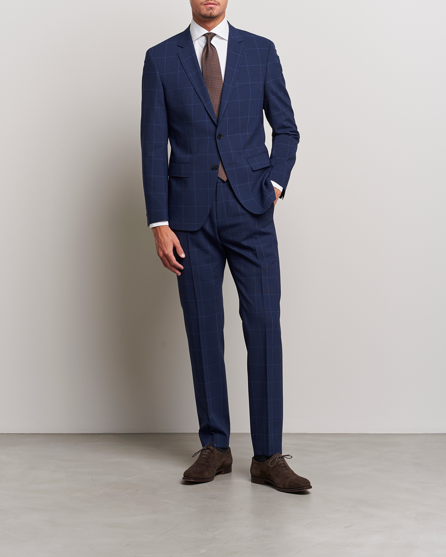 Herre | Dressjakker | BOSS BLACK | Huge Checked Suit Blazer Dark Blue