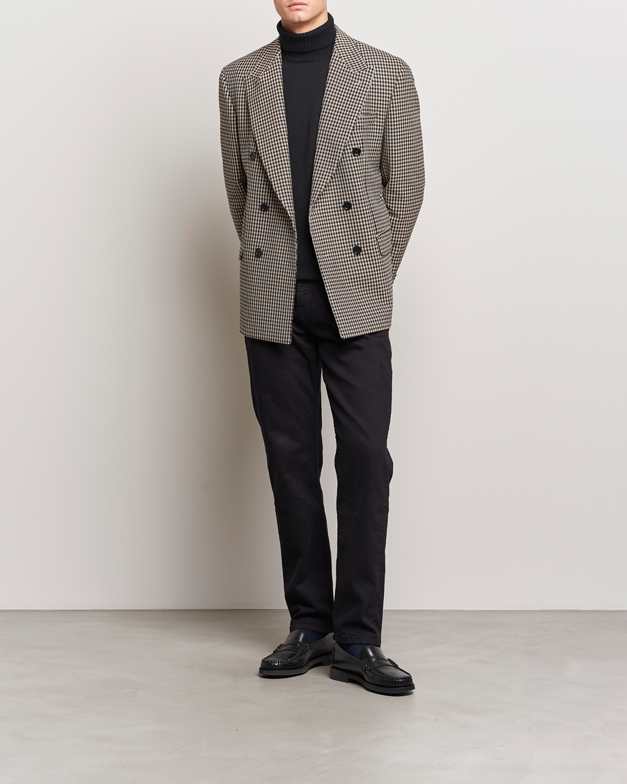 Herre | Dressjakker | BOSS BLACK | Carper Tweed Checked Double Breasted Blazer Beige