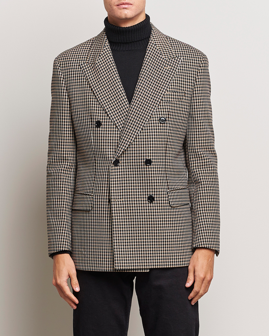 Herre | Dressjakker | BOSS BLACK | Carper Tweed Checked Double Breasted Blazer Beige