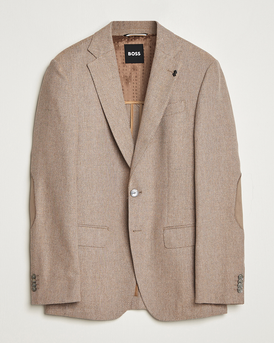 Herre | Dressjakker | BOSS BLACK | Huston Herringbone Blazer Medium Beige