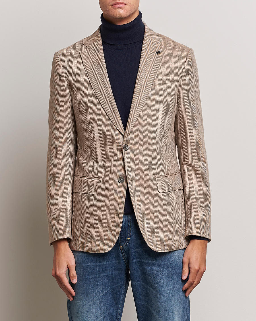 Herre | Business & Beyond | BOSS BLACK | Huston Herringbone Blazer Medium Beige