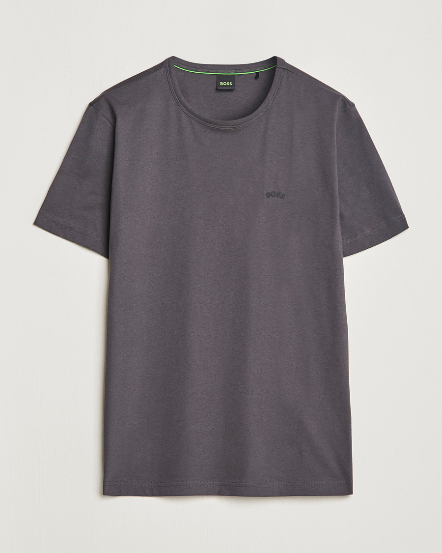 Herre |  | BOSS GREEN | Curved Logo Crew Neck T-Shirt Dark Grey