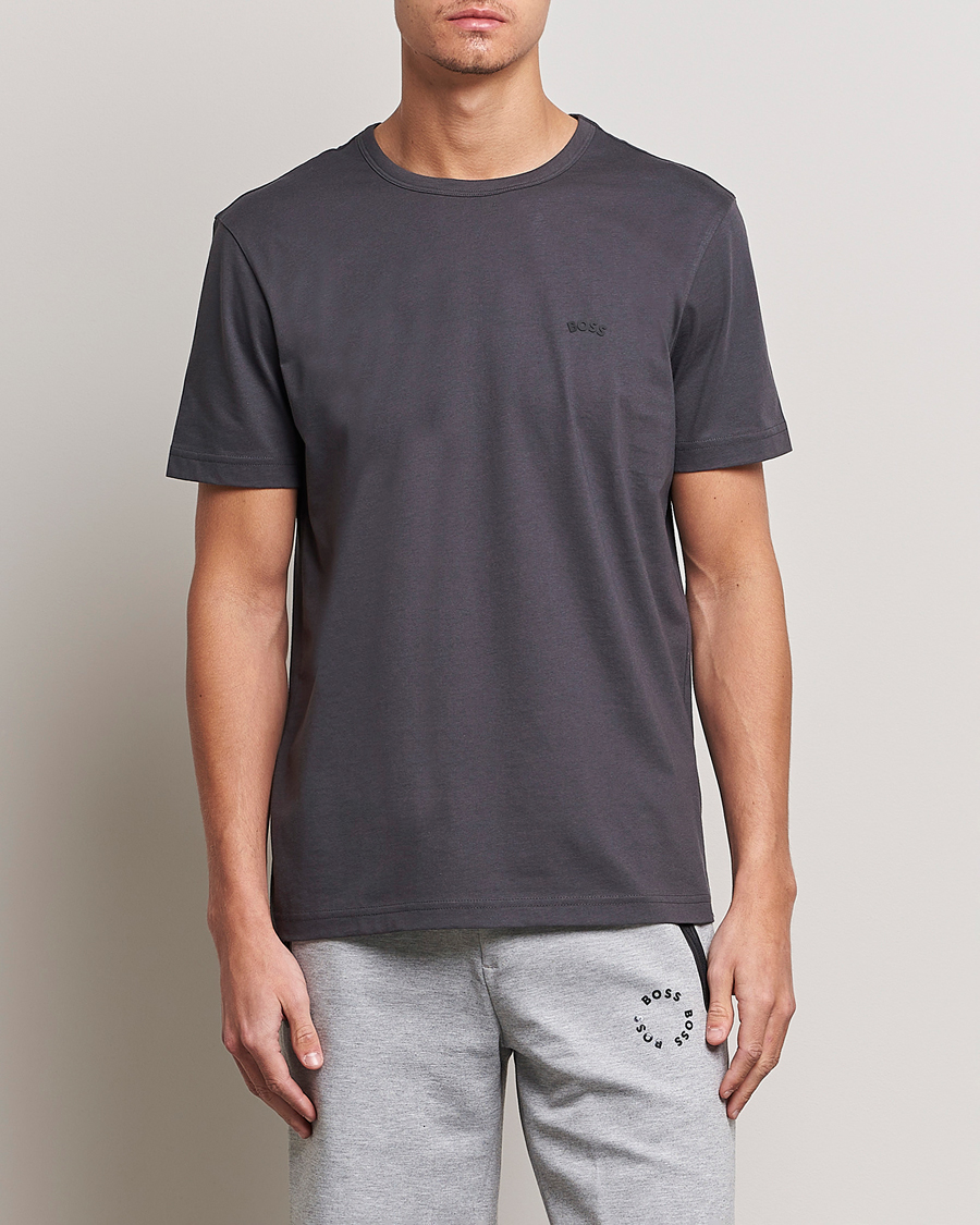 Herre |  | BOSS GREEN | Curved Logo Crew Neck T-Shirt Dark Grey