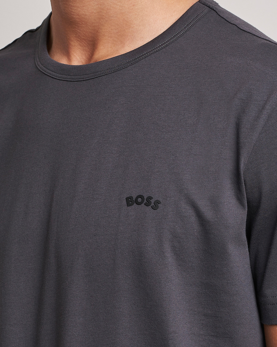 Herre | T-Shirts | BOSS GREEN | Curved Logo Crew Neck T-Shirt Dark Grey