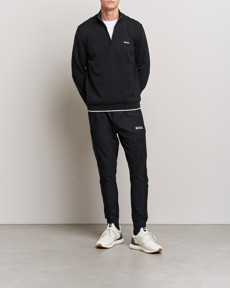 Herre | Gensere | BOSS GREEN | Zallo Knitted Half Zip Sweater Black