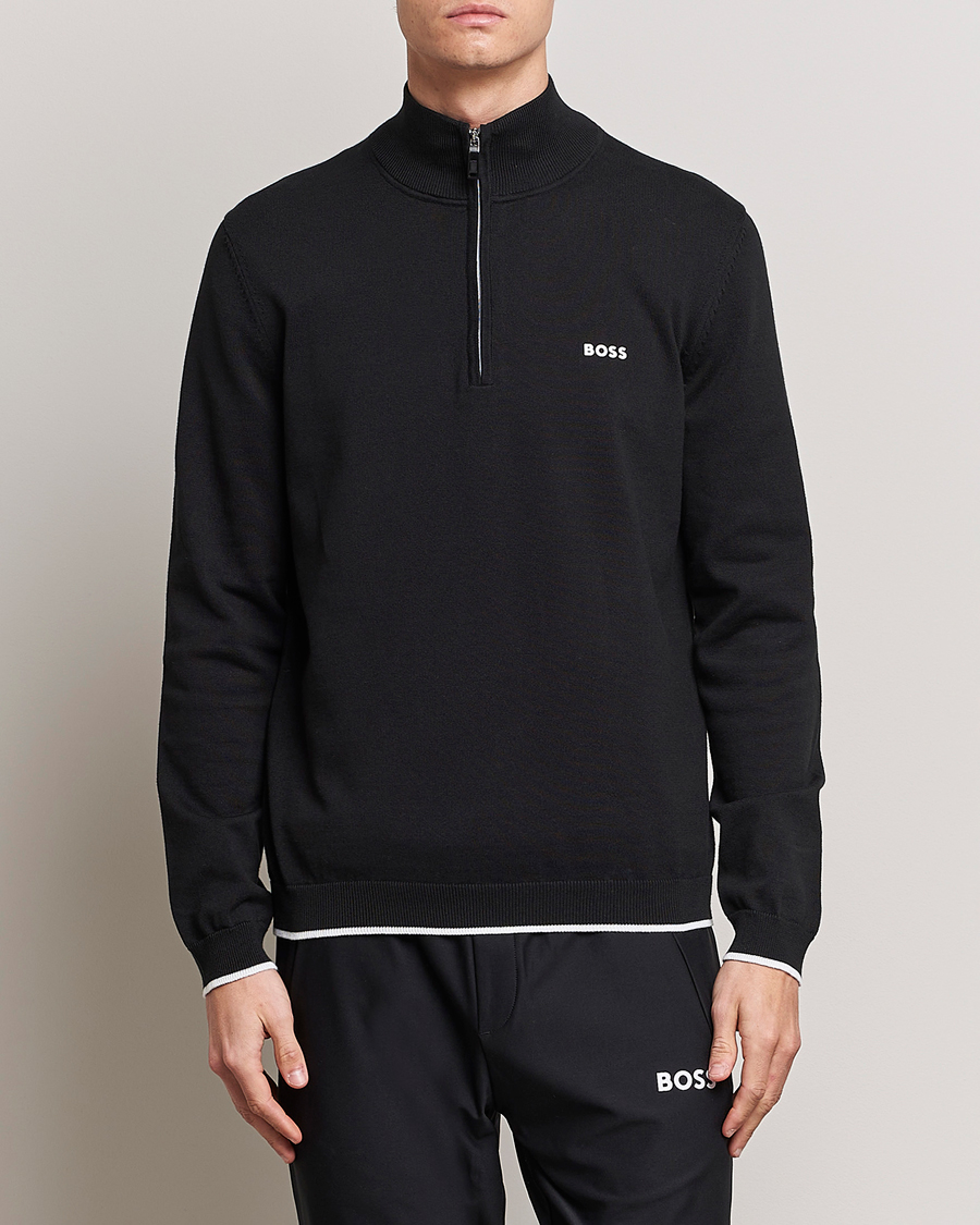 Herre | | BOSS GREEN | Zallo Knitted Half Zip Sweater Black
