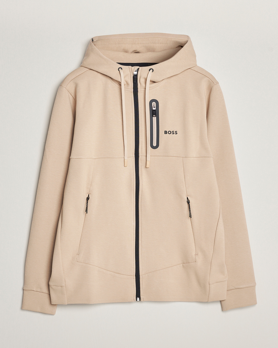 Herre | | BOSS GREEN | Sariq Full Zip Hooded Sweater Medium Beige