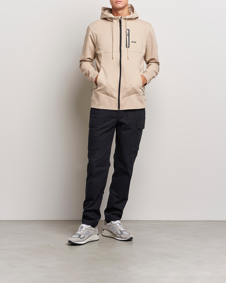 Herre | Gensere | BOSS GREEN | Sariq Full Zip Hooded Sweater Medium Beige