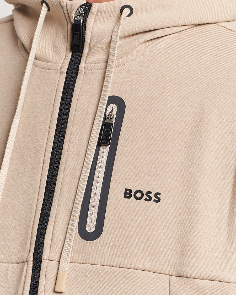 Herre | Gensere | BOSS GREEN | Sariq Full Zip Hooded Sweater Medium Beige