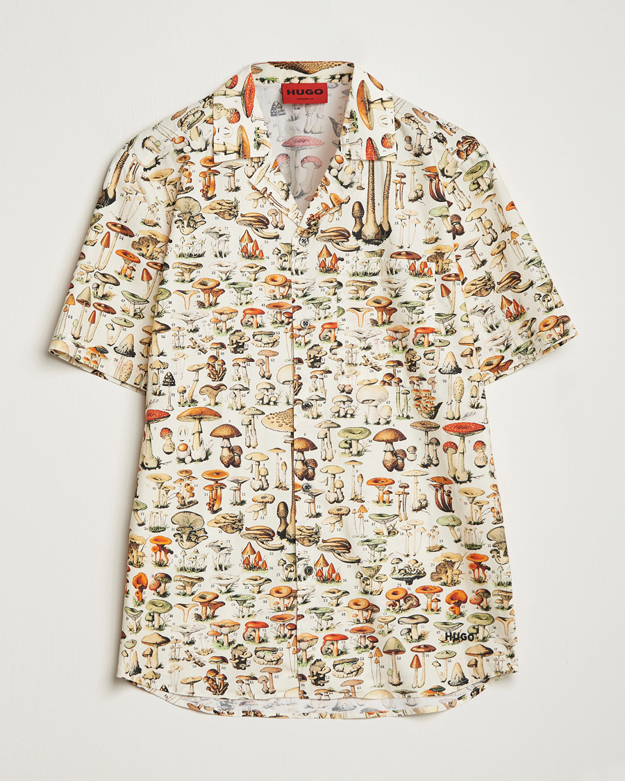 Herre | | HUGO | Ellino Mushroom Short Sleeve Shirt Beige Overflow
